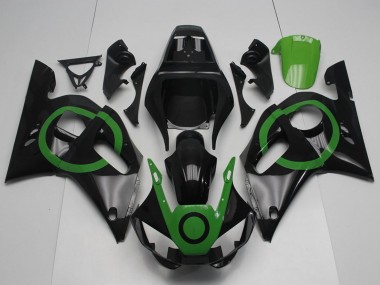 Carénages Moto Yamaha YZF R6 1998-2002 - Noir Brillant Vert Cercle Abordables