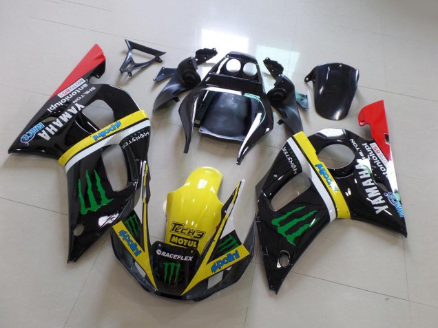 Carénages Moto Yamaha YZF R6 1998-2002 - Noir Brillant Jaune Rouge Vert Motul Monstre