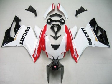 Carénages Moto Ducati Panigale 1199 2011-2014 - Blanc Rouge Noir Brillant Bande Abordables