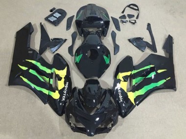Carénages Moto Honda CBR1000RR 2004-2005 - Noir Brillant Vert Jaune Monstre Abordables