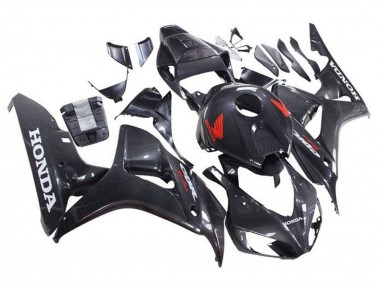Carénages Moto Honda CBR1000RR 2006-2007 - Fausse Fibre de Carbone Rouge Blanc Abordables