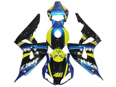 Carénages Moto Honda CBR1000RR 2006-2007 - Bleu Jaune Noir Brillant Requin 46 Abordables