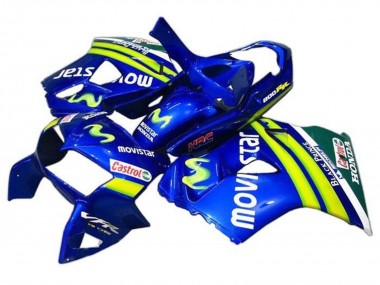 Carénages Moto Honda VFR 800 1998-2001 - Bleu Vert Blanc MoviStar Castrol HRC Noir Prince Abordables