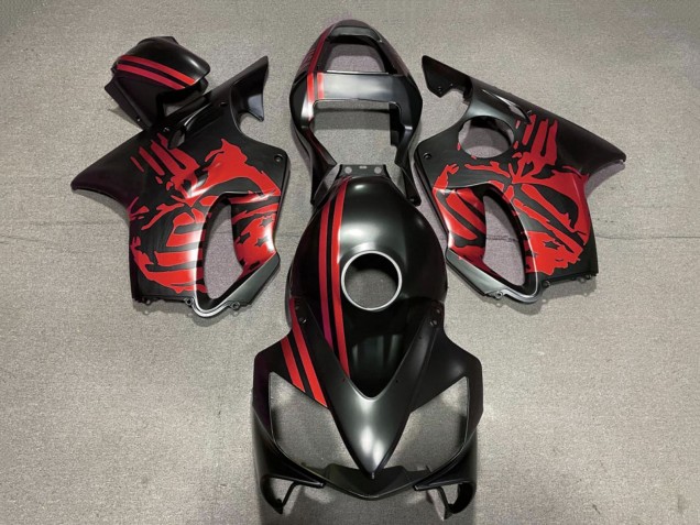 Carénages Moto Honda CBR600 F4i 2001-2003 - Rouge Noir Mat Crâne