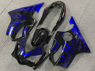 Carénages Moto Honda CBR600 F4i 2004-2007 - Noir Brillant Bleu Flamme Abordables