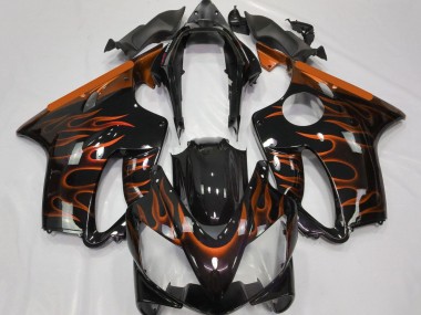 Carénages Moto Honda CBR600 F4i 2004-2007 - Noir Brillant Orange Flamme Abordables