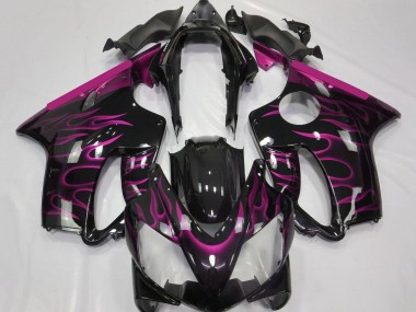Carénages Moto Honda CBR600 F4i 2004-2007 - Noir Brillant Rose Flamme Abordables