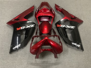 Carénages Moto Kawasaki ZX6R 2003-2004 - Rouge Noir Brillant Blanc Ninja Abordables