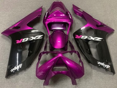 Carénage Moto Kawasaki ZX6R 2003-2004 - Violet Noir Brillant Abordables