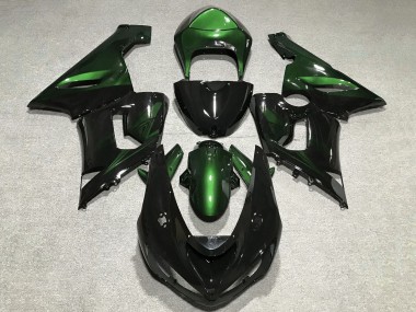 Carénages Moto Kawasaki ZX6R 2005-2006 - Vert Noir Brillant Abordables