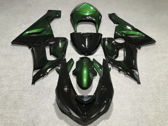 Carénages Moto Kawasaki ZX6R 2005-2006 - Vert Noir Brillant