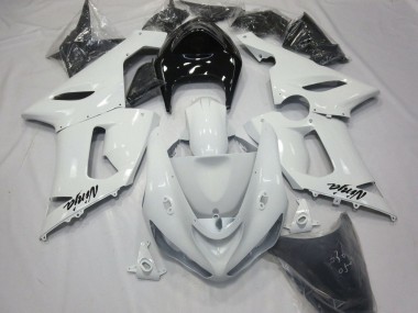 Carénages Moto Kawasaki ZX6R 2005-2006 - Blanc Noir Abordables