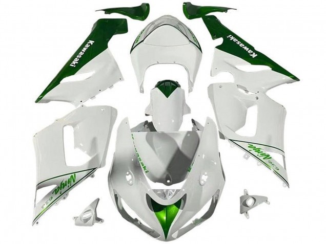 Carénages Moto Kawasaki ZX6R 2005-2006 - Blanc Vert