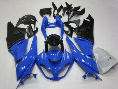 Carénages Moto Kawasaki ZX6R 2007-2008 - Bleu Noir Noir Mat Abordables