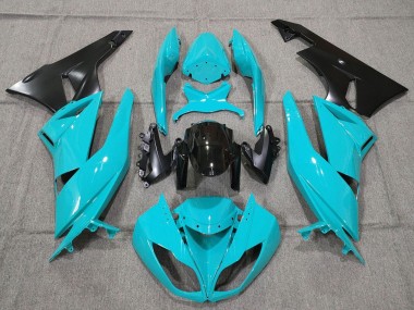 Carénages Moto Kawasaki ZX6R 2007-2008 - Turquoise Bleu Noir Noir Mat Abordables
