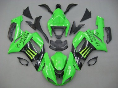 Carénages Moto Kawasaki ZX6R 2007-2008 - Vert Noir Monstre Energy Abordables