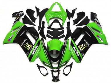 Carénages Moto Kawasaki ZX6R 2007-2008 - Vert Noir Monstre Elf Abordables