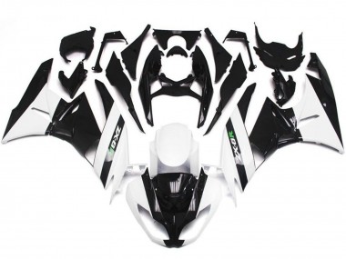 Carénages Moto Kawasaki ZX6R 2009-2012 - Blanc Noir Brillant Abordables