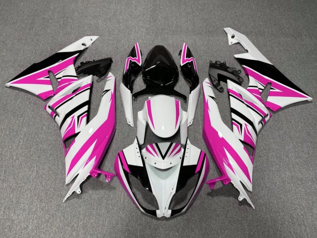 Carénages Moto Kawasaki ZX6R 2009-2012 - Blanc Rose Noir