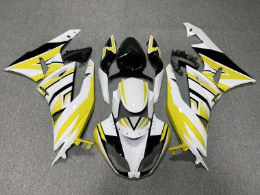 Carénages Moto Kawasaki ZX6R 2009-2012 - Blanc Jaune Noir Abordables