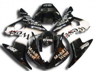 Carénages Moto Yamaha YZF R6 2003-2004 - Noir Brillant Blanc Mobil West Michelin Abordables