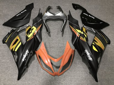 Carénages Moto Kawasaki ZX6R 2013-2018 - Noir Mat Orange Or Abordables