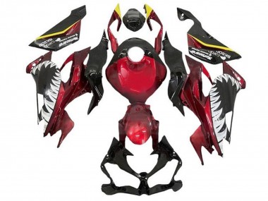 Carénages Moto Kawasaki ZX6R 2019-2022 - Bonbon Rouge Jaune Blanc Requin Abordables