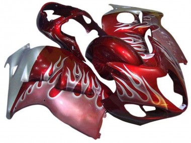 Carénages Moto Suzuki GSXR 1300 Hayabusa 1996-2007 - Rouge Argent Flamme Abordables