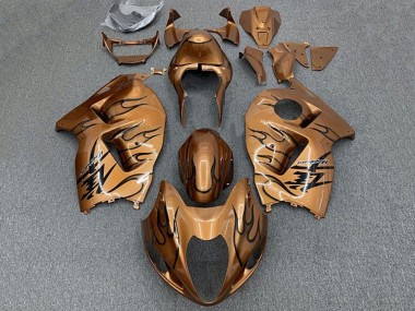 Carénages Moto Suzuki GSXR 1300 Hayabusa 1996-2007 - Brun Bronze Noir Flamme Abordables