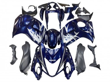Carénages Moto Suzuki GSXR 1300 Hayabusa 2008-2020 - Bleu Foncé Argent Blanc Abordables