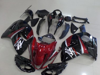 Carénages Moto Suzuki GSXR 1300 Hayabusa 2008-2020 - Rouge Foncé Noir Argent Abordables