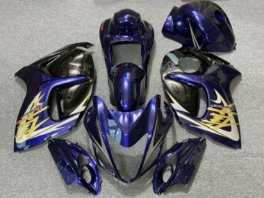 Carénages Moto Suzuki GSXR 1300 Hayabusa 2008-2020 - Bleu Foncé Noir Or Abordables