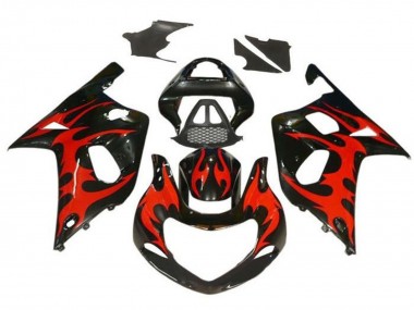 Carénages Moto Suzuki GSXR1000 2000-2002 - Noir Brillant Rouge Tribal Abordables