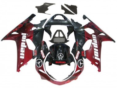 Carénages Moto Suzuki GSXR1000 2000-2002 - Noir Brillant Rouge Foncé Jordan Abordables