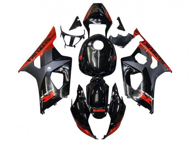 Carénages Moto Suzuki GSXR 1000 2003-2004 - Noir Brillant Noir Mat Orange