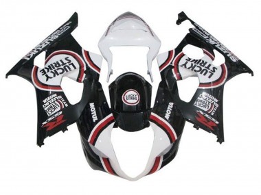 Carénages Moto Suzuki GSXR 1000 2003-2004 - Blanc Noir Rouge Lucky Strike Abordables