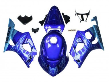 Carénages Moto Suzuki GSXR 1000 2003-2004 - Bleu Bleu Clair Blanc Flamme Abordables