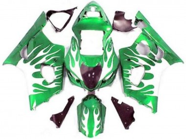 Carénages Moto Suzuki GSXR 1000 2003-2004 - Vert Blanc Flamme Abordables