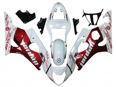Carénages Moto Suzuki GSXR 1000 2003-2004 - Blanc Rouge Jordan Abordables