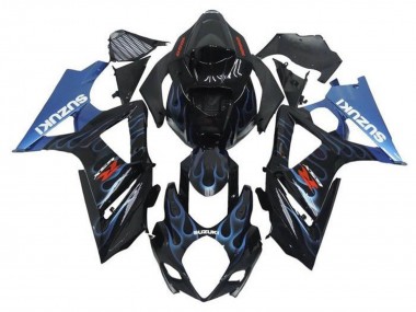 Carénages Moto Suzuki GSXR 1000 2005-2006 - Noir Bleu Clair Flamme Abordables