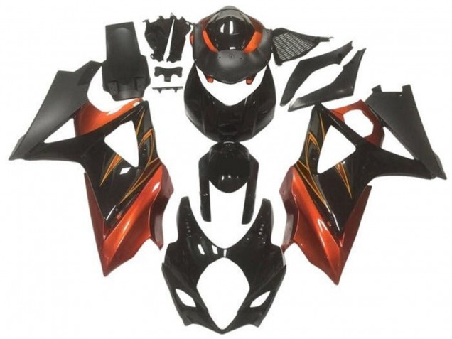 Carénages Moto Suzuki GSXR 1000 2005-2006 - Noir Brillant Noir Mat Orange
