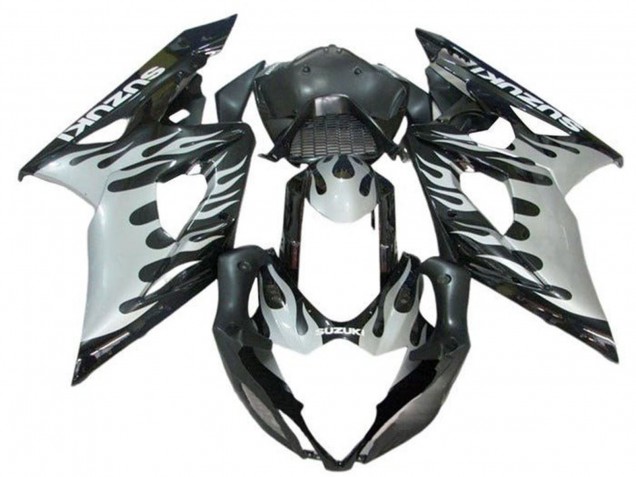 Carénages Moto Suzuki GSXR 1000 2005-2006 - Noir Blanc Flamme