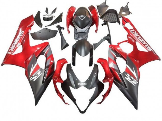 Carénage Moto Suzuki GSXR 1000 2005-2006 - Noir Mat Rouge