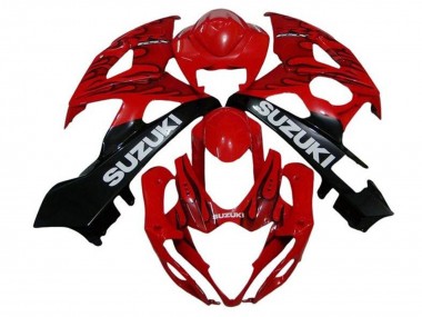 Carénages Moto Suzuki GSXR 1000 2005-2006 - Rouge Noir Flamme Blanc Abordables