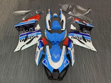 Carénages Moto Suzuki GSXR1000 2017-2024 - Blanc Bleu Bande Rouge Motul Abordables