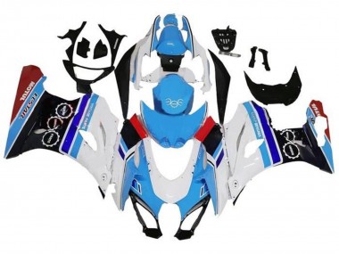 Carénages Moto Suzuki GSXR1000 2017-2024 - Blanc Bleu Bande Rouge Abordables