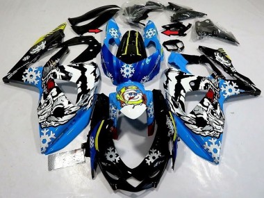 Carénages Moto Suzuki GSXR 1000 2009-2016 - Bleu Noir Blanc Neige Abordables