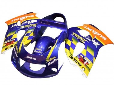 Carénages Moto Suzuki GSXR 600 / GSXR 750 1996-2000 - Bleu Orange Jaune Telefonica MoviStar Abordables