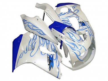 Carénages Moto Suzuki GSXR 600 / GSXR 750 1996-2000 - Blanc Bleu Flamme Abordables