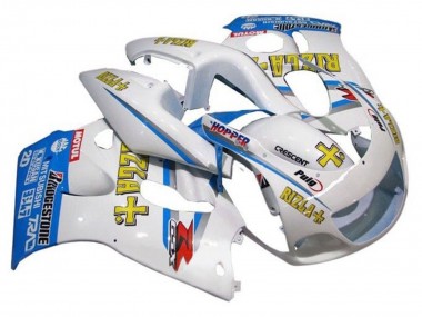 Carénages Moto Suzuki GSXR 600 / GSXR 750 1996-2000 - Blanc Bleu Jaune Rizla Abordables